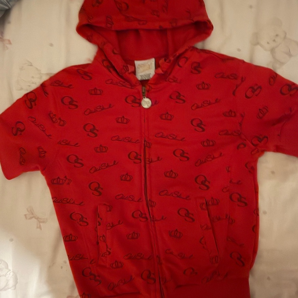 Vintage Red Old Skool cropped hoodie